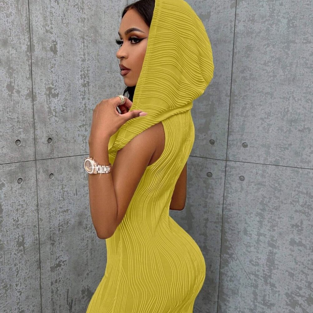Solid Hooded Tank Dress